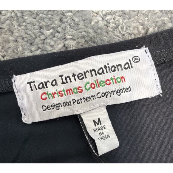 Tiara International Women's Medium Christmas Collection HO HO HO Black Dress - Picture 4 of 6